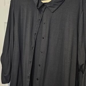 Womans Black Casual Button-Down Shirt